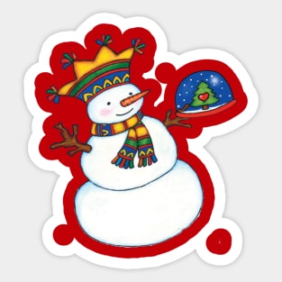 Snowman and Snow Globe Sticker
